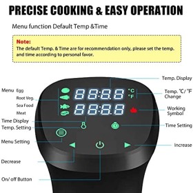 KEAWEO Cuiseur Sous Vide 1100W, Cuiseur Thermoplongeur Cuisson Sous Vide, Calculateur dImmersion de Cuisinière,Thermostat Ré