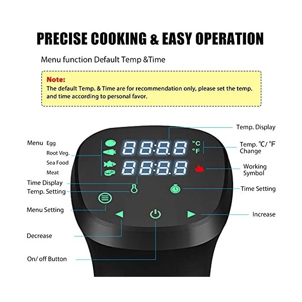 KEAWEO Cuiseur Sous Vide 1100W, Cuiseur Thermoplongeur Cuisson Sous Vide, Calculateur dImmersion de Cuisinière,Thermostat Ré