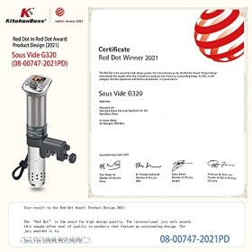 KitchenBoss Roner sous vide basse température : Roner Précision | 1 100 W | 230 V | Couleur LCD | IPX7 imperméable | Moteur C