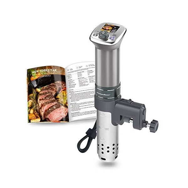 KitchenBoss Sous-Vide Garer Circulateur de plongée ultra-silencieux : recettes LCD colorées | G320 Pro Silver Machine, moteur