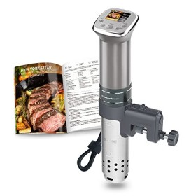 KitchenBoss Cuiseur Sous Vide Termoplongeur Sous-Vide 1100W: IPX7 étanche,20 Programmes de Recettes,écran Couleur LCD|Moteur 