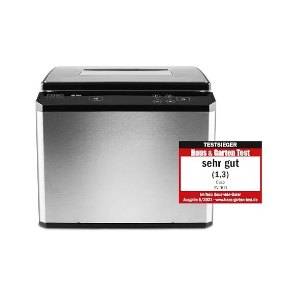 CASO SV900 Cuiseur sous vide, cuisson parfaite sous vide au bain-marie pour jusquà 5 portions, cuiseur basse température 30°