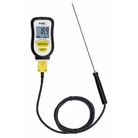 TFA Dostmann 14.1552.01 Thermomètre sous-vide numérique avec sonde en acier inoxydable et bande en mousse pour létanchéité N