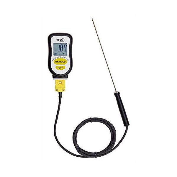 TFA Dostmann 14.1552.01 Thermomètre sous-vide numérique avec sonde en acier inoxydable et bande en mousse pour létanchéité N