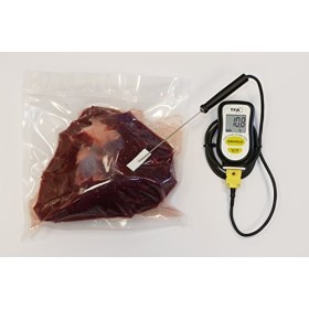 TFA Dostmann 14.1552.01 Thermomètre sous-vide numérique avec sonde en acier inoxydable et bande en mousse pour létanchéité N