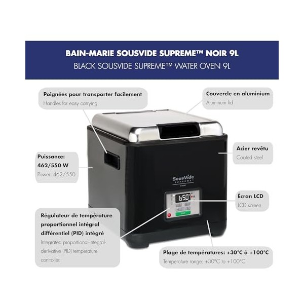 Bain-marie Sousvide Supreme Noir 9L