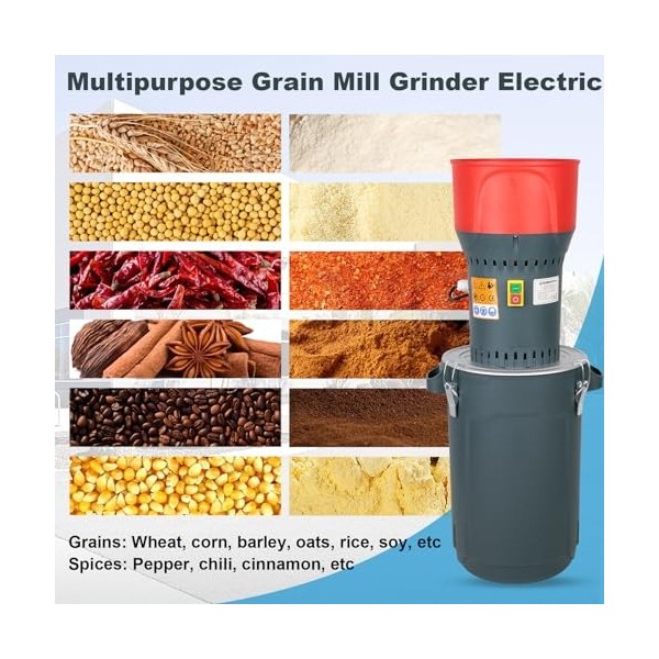 DETODDA 25L Moulin à céréales électrique Moulin à maïs Moulin agricole Moulin à céréales Machine pour céréales maïs blé fourr