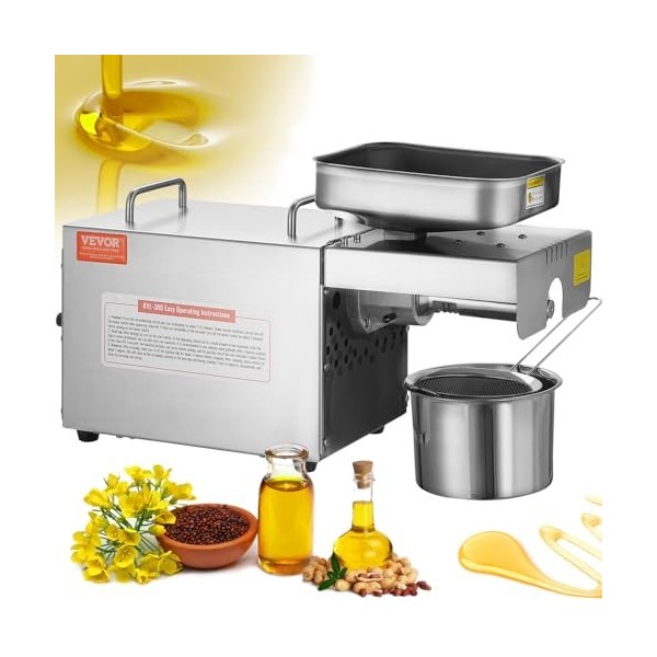 VEVOR Presse à Huile Électrique, Extracteur dHuile en Acier Inoxydable 700 W, Température Constante de 140 ℃, Machine dExtr