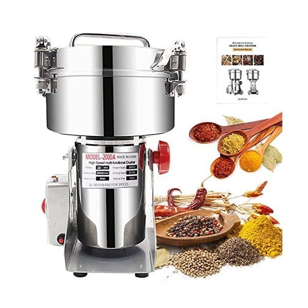 LEJIEYIN Moulin à herbes électrique 550g Moulin à épices électrique en acier inoxydable à grande vitesse Moulin à farine élec