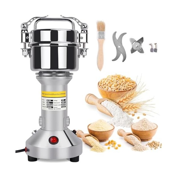 VAYOTOY Moulin à Grains 28000RPM 850W Moulin Céréales Grains Électrique Acier Inoxydable Moulin à Épices Broyage Haute Vitess