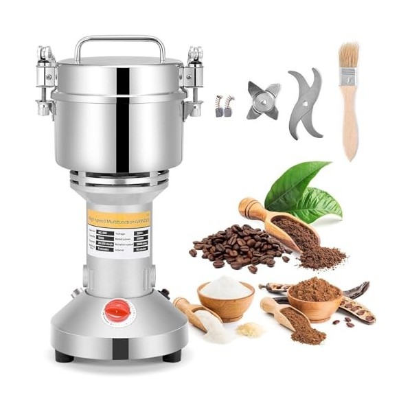 VAYOTOY Moulin à Grains Electrique 36000RPM 2500W Moulin Céréales Broyeurs à Grains Électrique Acier Inoxydable Electrique Mo