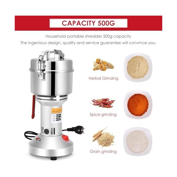 VAYOTOY Moulin à Grains Electrique 36000RPM 2500W Moulin Céréales Broyeurs à Grains Électrique Acier Inoxydable Electrique Mo