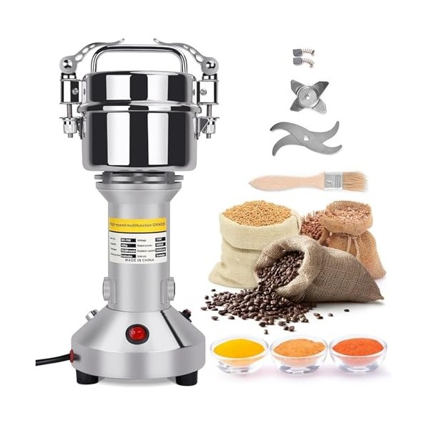 Kotsy Moulin Céréales Grains électrique 150g,Broyeurs à Grains Haute Vitesse 220 V, Herb Moulin à Farine électrique mit 3 Lam