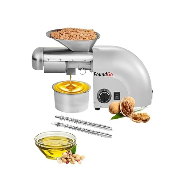 FoundGo 1800W Presse Huile Electrique Presse à Huile 0-300℃ Machine de Presse Huile a Froid Chaud Machine pour Les Noix, Caca