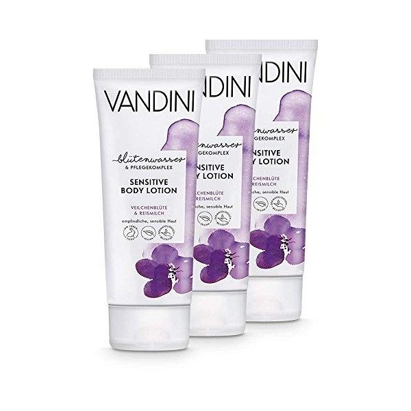 VANDINI Senstitive Body Lotion Femme à la fleur de violette & lait de riz - lotion corps peaux sensibles et délicates - Végan