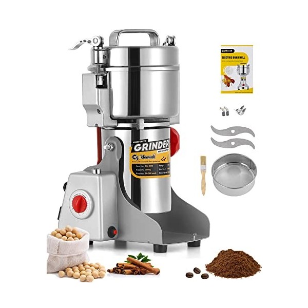 CGOLDENWALL 700g Moulin à Céréales Grains Électrique Ultrafin Broyeur à Épice pour Maïs/Café/Riz 28000RPM Haute Vitesse avec 