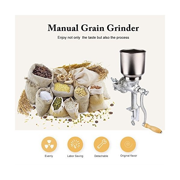 Moulin à Céréales, en Fer Broyeur à Main pour Moudre des Maïs, Grains de Café, Alimentaire Blé, Grains, Avoine etc.