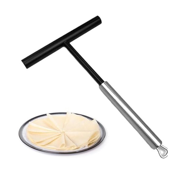 1PC Distributeurs à Crêpes Inox 19.5 cm Long,Surface Lisse Robuste et Résistant à la Chaleur T Forme Manche Rateau Crepe pour