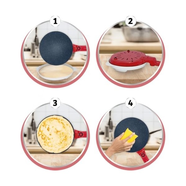 Crêpière Electrique 800 w - VENTEO - confort - antiadhérente - facile dutilisation - idéal crêpes, pancakes, galettes, burri
