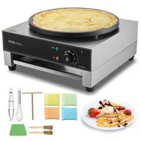 VEVOR Crêpière Électrique 40 cm, Appareil à Crêpes Commercial, Machine à Crêpes Antiadhésive, Plaque Chauffante à Crêpes Plat