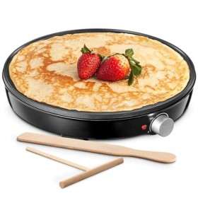 Yabano Appareil à crêpes rétro Ø 30 cm avec spatule et distributeur de pâte