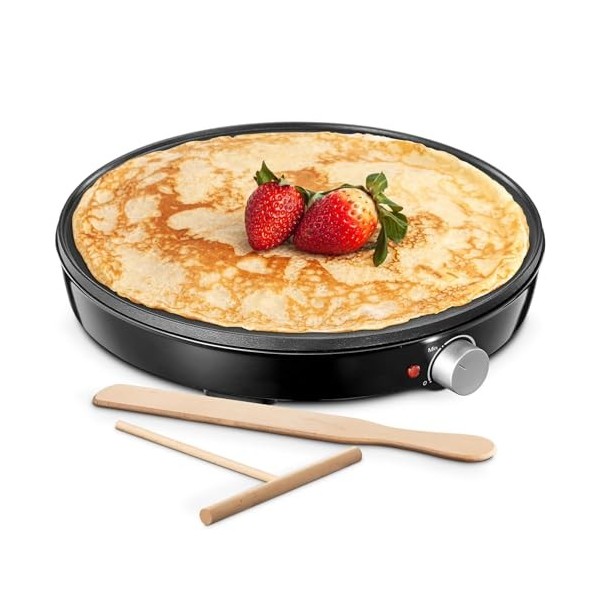 Yabano Appareil à crêpes rétro Ø 30 cm avec spatule et distributeur de pâte