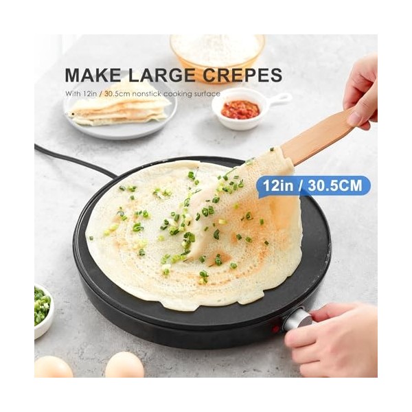 Yabano Appareil à crêpes rétro Ø 30 cm avec spatule et distributeur de pâte