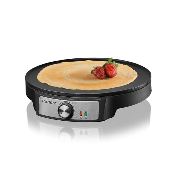 Cloer 6620 Crêpière, pour crêpes sucrées ou salées dun diamètre de 29 cm, 1200 W, revêtement antiadhésif, avec épandeur de p