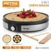 Petra 2 en 1 Crêpière – Machine à crêpes, faites 1 grande crêpe ou 7 mini crêpes, assiette réversible de 33 cm, antiadhésive,