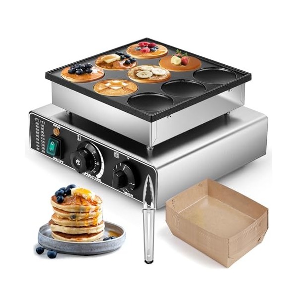 Moongiantgo 9 Trous Machine à Crêpes Hollandaise, Machine à Pancake En Acier Inoxydable, Contrôle De La Température De 50 à 3