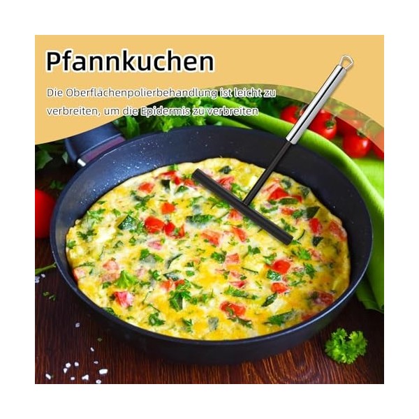 Ustensile de cuisine en acier inoxydable et silicone - Accessoires pour crêpes - Répartiteur - Spatule dangle - Spatule en a