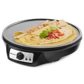 Elite Gourmet ECP-126 Crêpière électrique avec plaque antiadhésive, râteau à crêpes, spatule et recettes français non garant