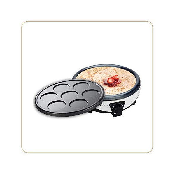 LITTLE BALANCE 8694 Crépière Duo 1000 Muscade, Crépière électrique 2 en 1 : Crêpes et Pancakes, 2 Plaques amovibles, anti-adh