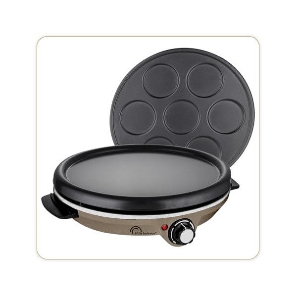 LITTLE BALANCE 8694 Crépière Duo 1000 Muscade, Crépière électrique 2 en 1 : Crêpes et Pancakes, 2 Plaques amovibles, anti-adh