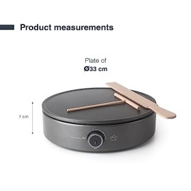 Lacor - 69433 - Crêpe Électrique 1500W, Crêpes XL, Thermostat Réglable, Voyant Lumineux, Comprend Râteau et Spatule en Bois, 
