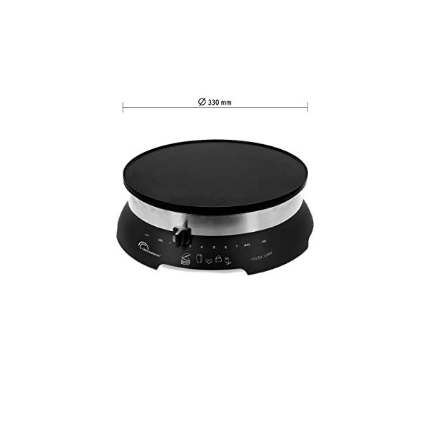 LITTLE BALANCE 8538 Celtic Chef, Crêpière électrique 3 en 1 : Crêpes, Galettes, Plancha, Plaque XXL Diamètre 33 cm, Thermosta