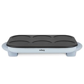 Wëasy Appareil à Crêpes Party GOO60, Crêpes et Pancakes, 6 Emplacements, Revêtement Antiadhésif, Jusquà 240°C, 6 spatules en