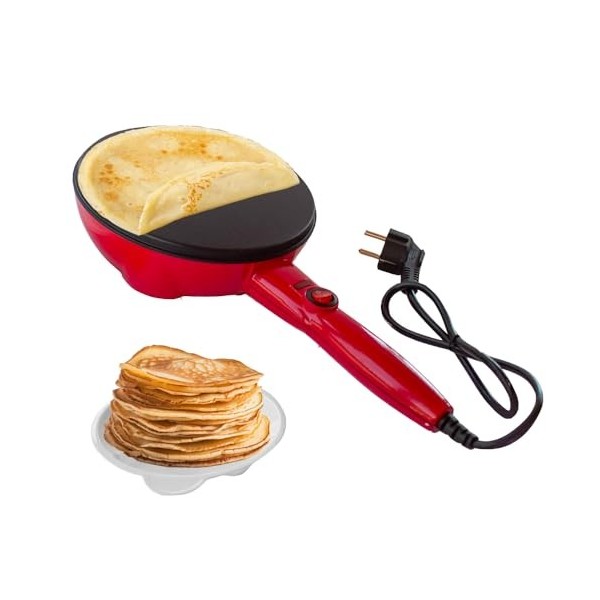 BEHOME Crêpiere électrique avec poignée antiadhésif | Plaque à crêpes antiadhésive avec poignée antiadhésive, pieds antidérap