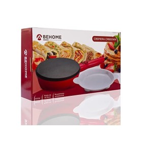 BEHOME Crêpiere électrique avec poignée antiadhésif | Plaque à crêpes antiadhésive avec poignée antiadhésive, pieds antidérap