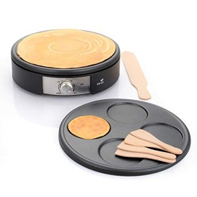 SENYA - Crêpière électrique - 2 Plaques Interchangeables en Fonte d’Aluminium - 1500W - Cuisson Rapide - Antiadhésif & Sans P