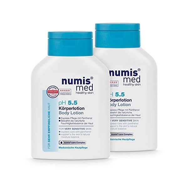 numis med Lotion Hydratante ph 5.5 - lotion pour le corps apaisante pour les peaux très sensibles et délicates - végan sans s