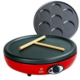 Masterchef Junior - Easy Party 2 en 1 Crêpière Électrique - 2 Plaques Interchangeables pour Crêpes et Mini Crêpes - Puissance