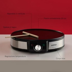 G3 Ferrari G10098 Profi-Crepe Crêpière Inox Réglage Temperature, Diamètre 30 °C, 1200 W