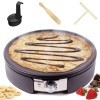 Duronic PM152 Crêpière électrique de 1500W |37 cm | Plaque de cuisson antiadhésive et démontable | Accessoires inclus | Tempé