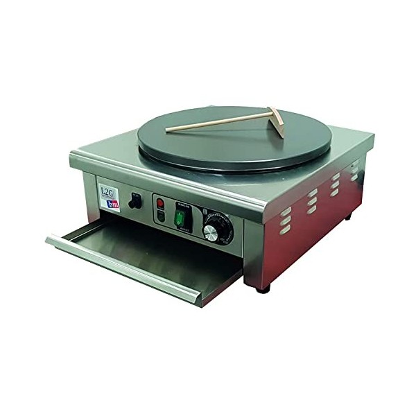 L2G - Crêpière Électrique - Châssis Inox + Plaque de Cuisson Fonte Ø400 mm - Machine à Crêpes Professionnelle avec Thermostat