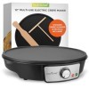 Nutrichef Crêpière et Grille Electrique de 1200 Watts | Plaque de Cuisson Chauffante Antiadhésive 30 cm | Contrôle de Tempéra