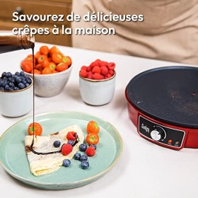 Gadgy ® Crêpière Appareil a Crepe 1000W | 30cm Diamètre | Plaque Antiadhésive | Température Réglable | Râteau et Spatule Incl