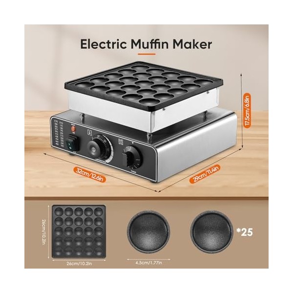 LIVOSA Machine à muffins 25 pièces machine à crêpes multi-composants pour cuisine/restaurant/stand de nourriture/dépanneur