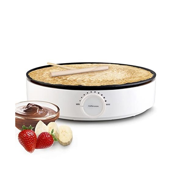 Mellerware - Crêpière électrique Slurpy! 1200W | Surface Antiadhésive Plaque Anti-adhérent | Thermostat réglable | Crêpe Make