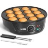 FineMade Mini machine à crêpes antiadhésive, poffertjes électrique avec contrôle du brunissement, mini ebelskiver Aebleskiver